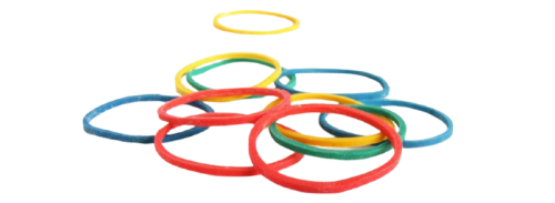 colorful rubber bands used for hemorrhoid banding